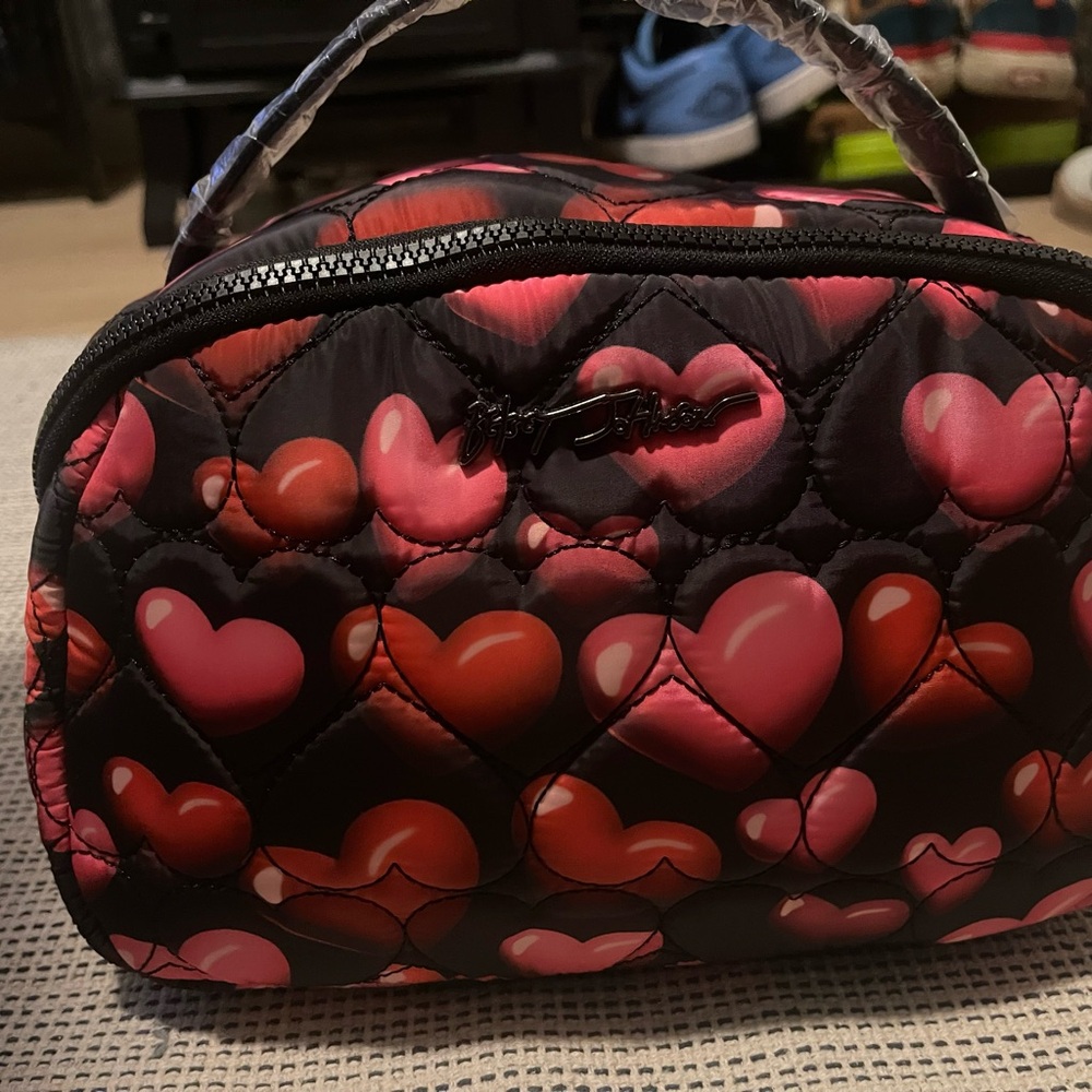 Betsy Johnson Heart Patterned Women's Makeup Bag, Clutch
